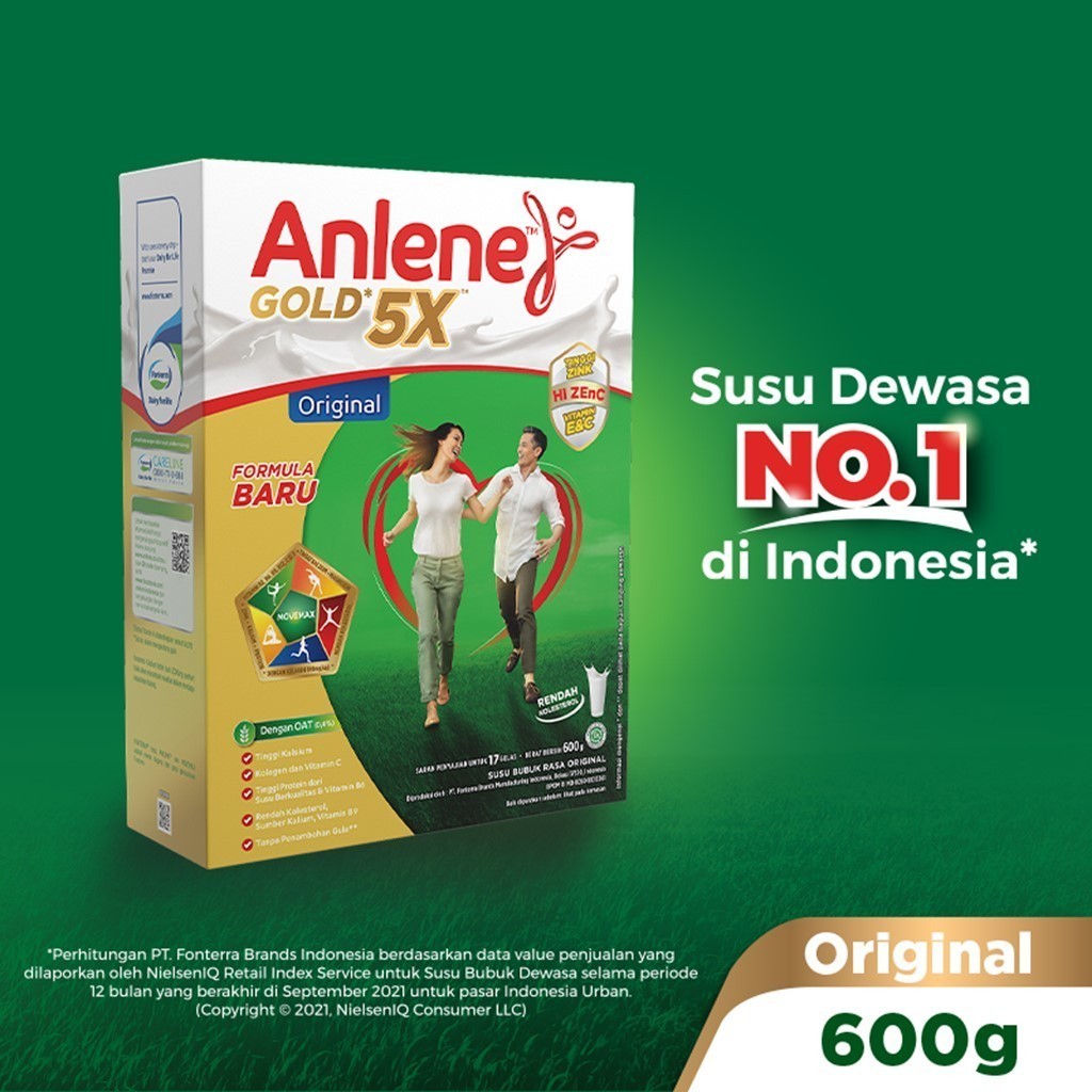 Anlene Gold 5X Susu Bubuk Dewasa Original 600g - Nutrisi Tinggi Kalsium Untuk Tulang, Sendi, dan Oto