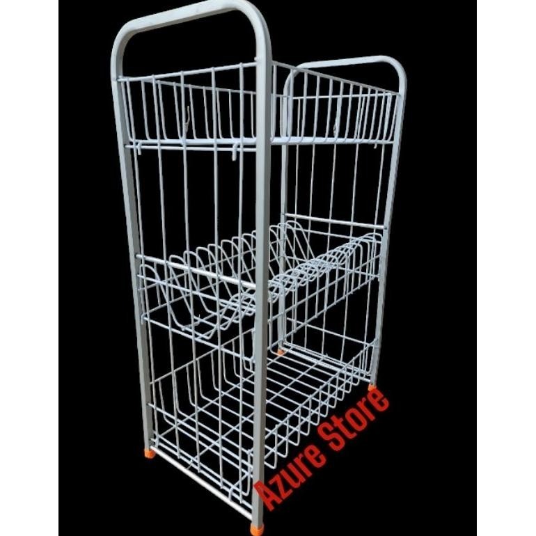 Rak Piring RPK Alumunium Mini Susun 3  Dengan Tempat Gelas dan Yang tanpa Gelas Kokoh Tebal, Kuat da