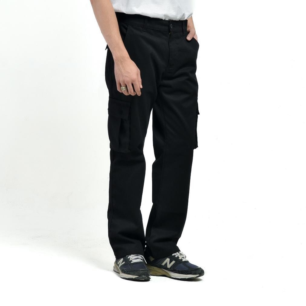 Celana Panjang Tactical Pria Pride N Joy Celana Cargo Basic Black