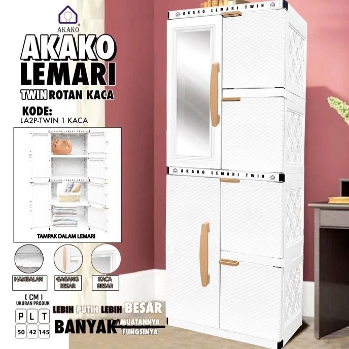 Lemari Plastik Susun 2 ( 4 Pintu )