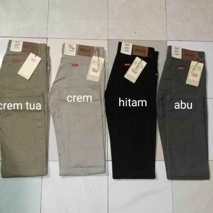 celana kanvas fallas Stretch standar pria original no 33-38
