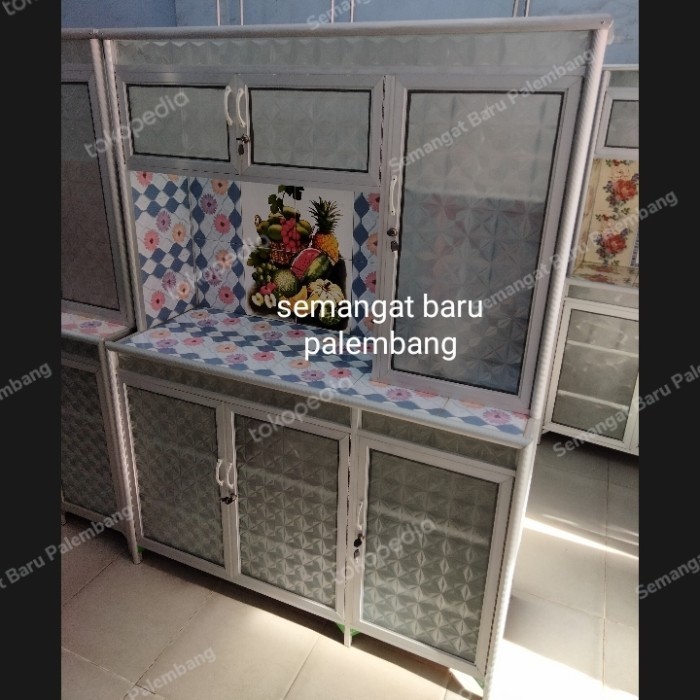 {{{{{{] Rak Piring Alumunium 3pintu/ Lemari Piring Sayur / Kitchen Set 5kramik