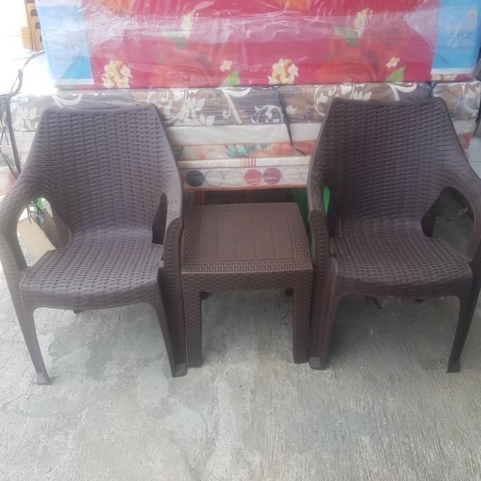 Kursi Teras Plastik Anyaman Rotan Set . Lapakbuzzo