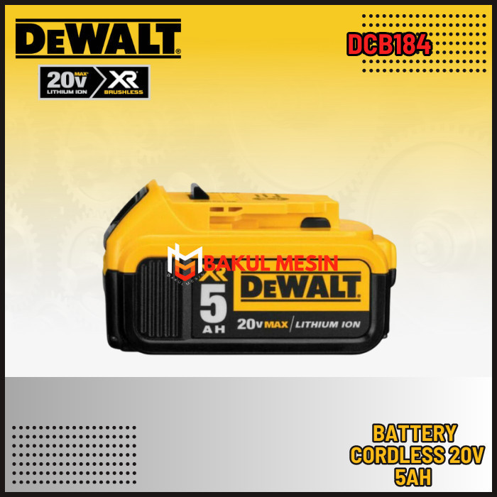 Baterai Baterry Dewalt Dcb184 For Cordless Dewalt 18V 5.0Ah