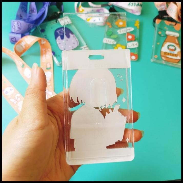 

TERBARU ID CARD HOLDER TRANSPARANT PLUS KALUNG TEMPAT ID CARD MOTIF KAWAI PVC !!