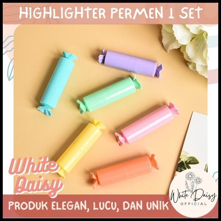 

TERMURAH HIGHLIGHTER PERMEN/CANDY 1 SET ISI 6 PCS TEXTLIGHTER TEXT LINER SPIDOL