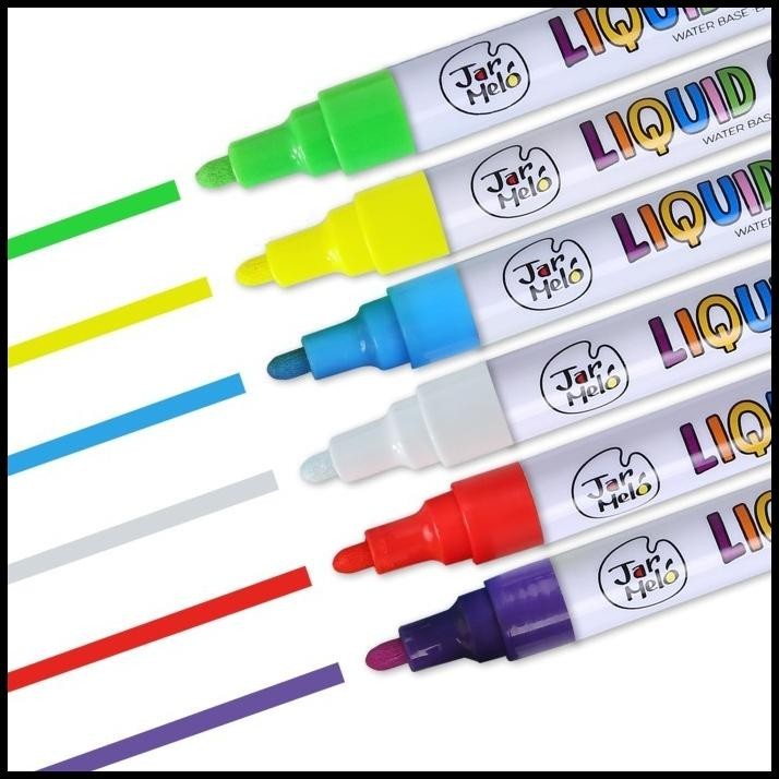 

HOT DEAL TOOKYLAND 6 COLOR LIQUID CHALK DUSTFREE CHALK MARKER SPIDOL IMPOR !!