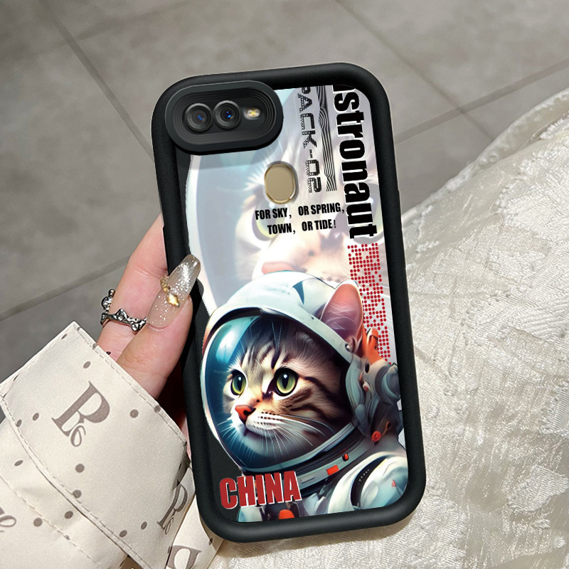 Casing Hp OPPO A7 OPPO A5s OPPO A12 OPPO A12S A11k Case silikon kasingg HP pola Kucing astronot casi