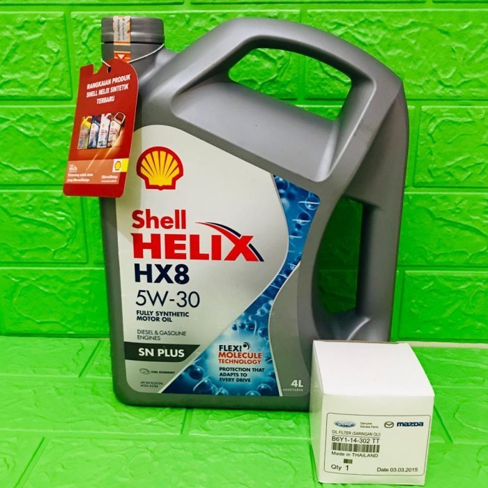 Spesial Oli Shell Helix Hx8 5W-30 4L / Paket Filter Oli Mazda Cx5 Cx7 Biante