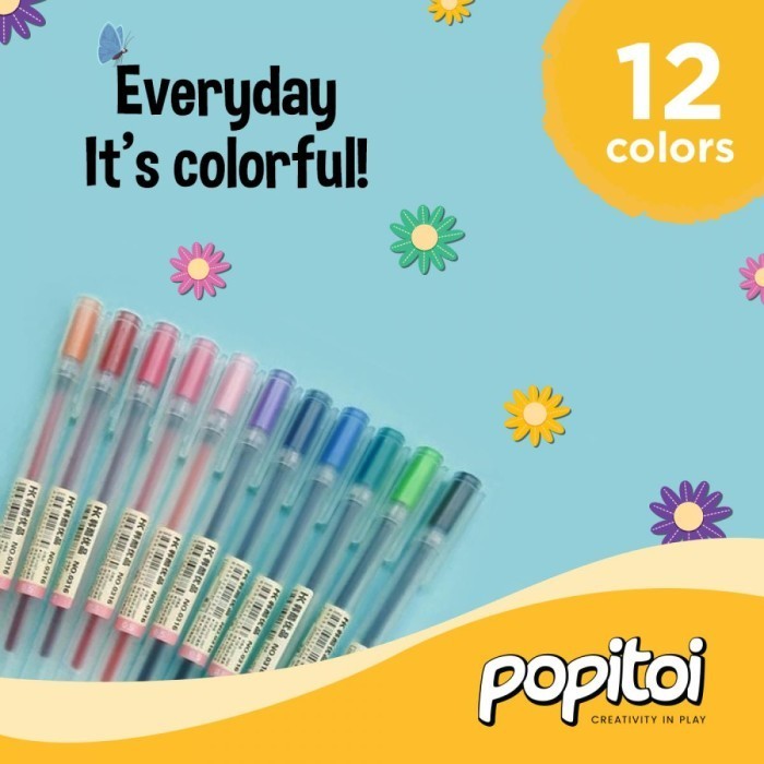 

Andma HK M*ji Style Color Gel Pen Ballpoint Set isi 12 Warna Warni