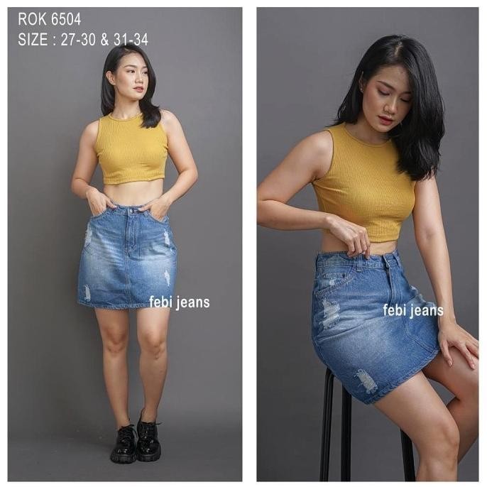 Rok Jeans Pendek Sobek Ripped 27-34