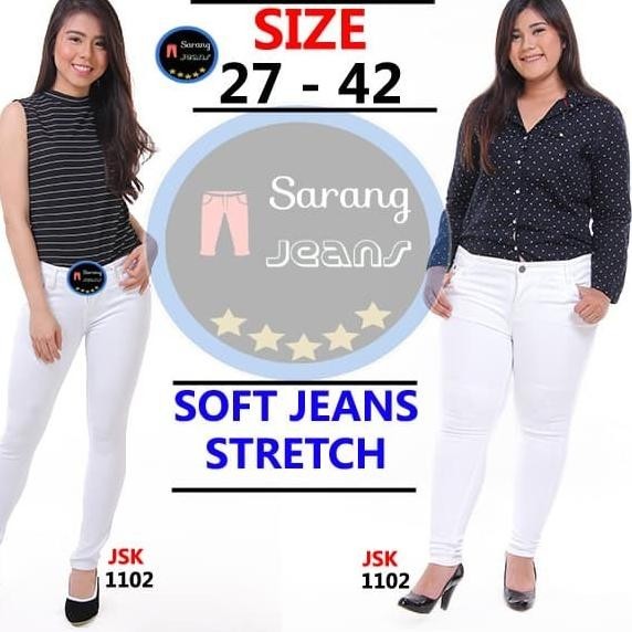 [SIZE 35-42] Celana Panjang Skinny Jeans Wanita PUTIH SoftJeans Big