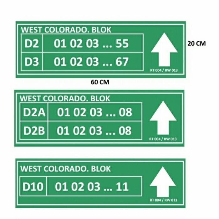 

Rambu Nama Jalan. Rambu Tulisan Tambahan Dibawah Rambu Utama. 60X20Cm