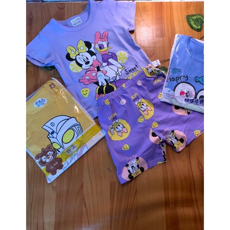 PAKET GROSIR PIYAMA ORGANIK ANAK 3 PCS MIX RANDOM 123 TAHUN TERLARIS