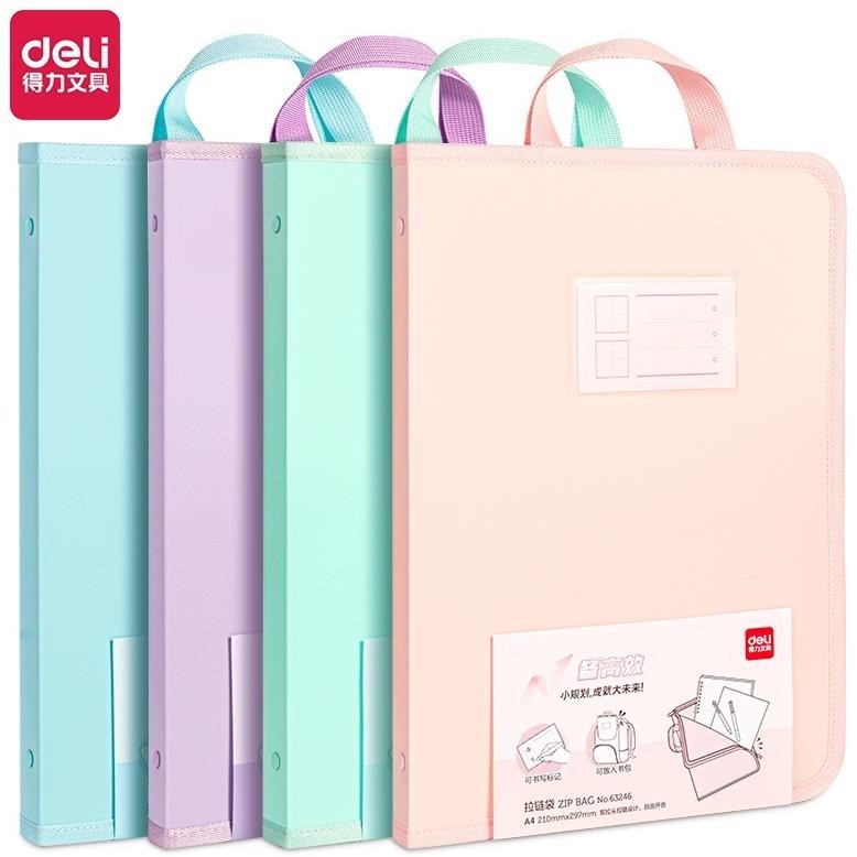 

jg-56 Deli Zip Bag / Map Tas Folder Retsleting Ukuran A4 Lucu 63246 Berkualitas