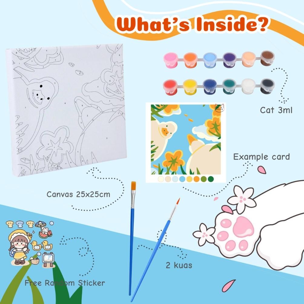 

eq-77 Paint by Numbers KIT - Duck Series 20x20cm - Painting KIT Termurah