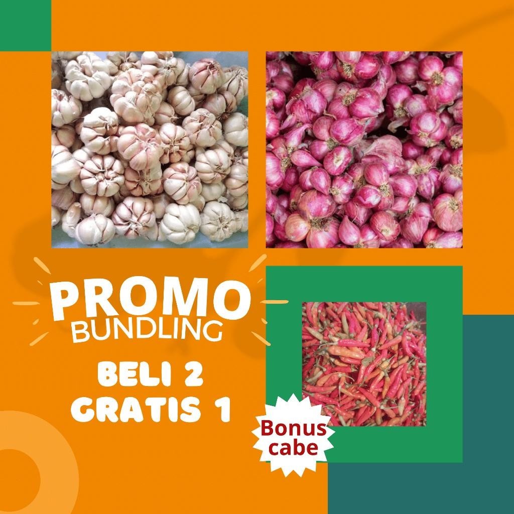 

Bawang Putih 250 Gr + Bawang Merah 250 Gr Bonus Cabe 150Gr Srikandi