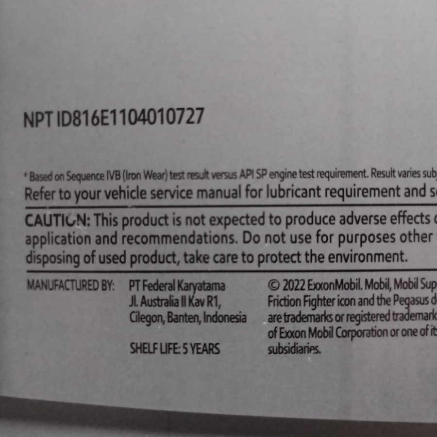 oli mobil super 2000 SAE 10W-40 kemasan 4literr