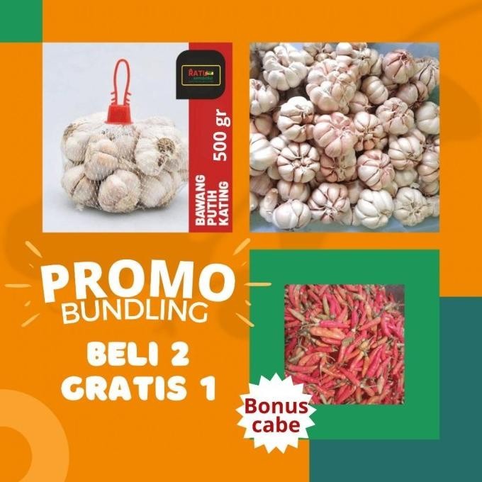 

TERMURAH Bawang Putih Kating 500Gr + Bawang Putih Sinco 500Gr Bonus Cabe 150Gr BAGUS