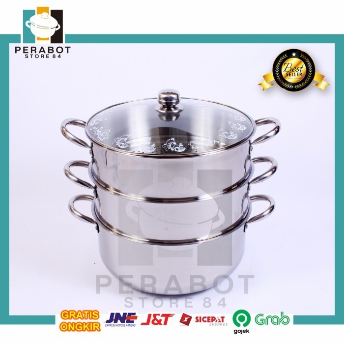 Panci Kukus / Kalakat Supra Super Steamer36 3Susun Tutup Kaca
