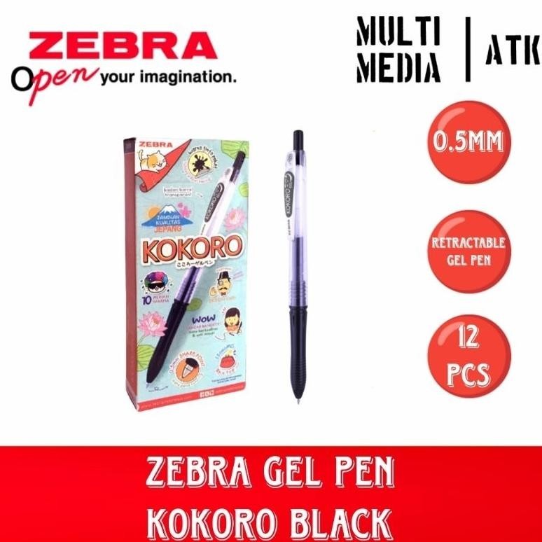 

ht-12 PEN ZEBRA KOKORO GEL 0.5 BLACK / PULPEN ZEBRA KOKORO [12 PCS] Viral