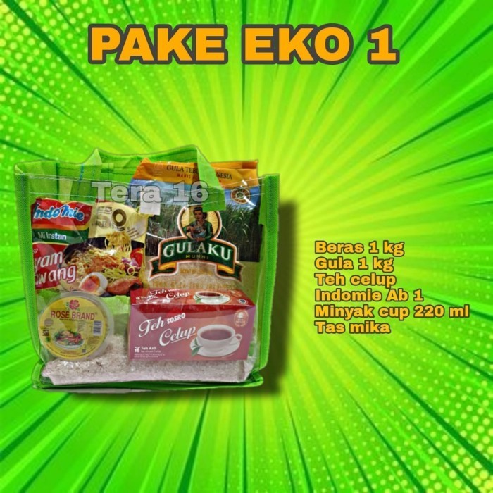 

Paket Eko 1 sembako lengkap beras minyak gula indomie teh celup