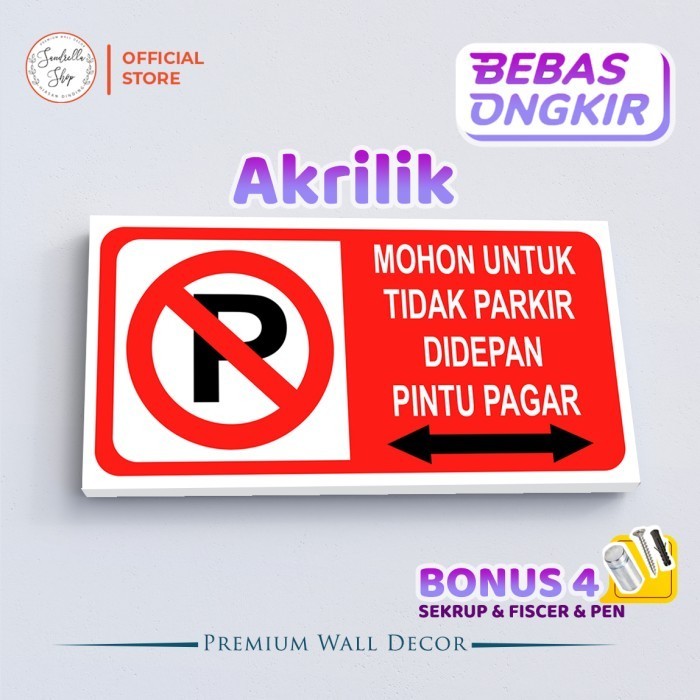 

Acrylic Sign Board Akrilik Label Dilarang Parkir Mohon Tidak Parkir