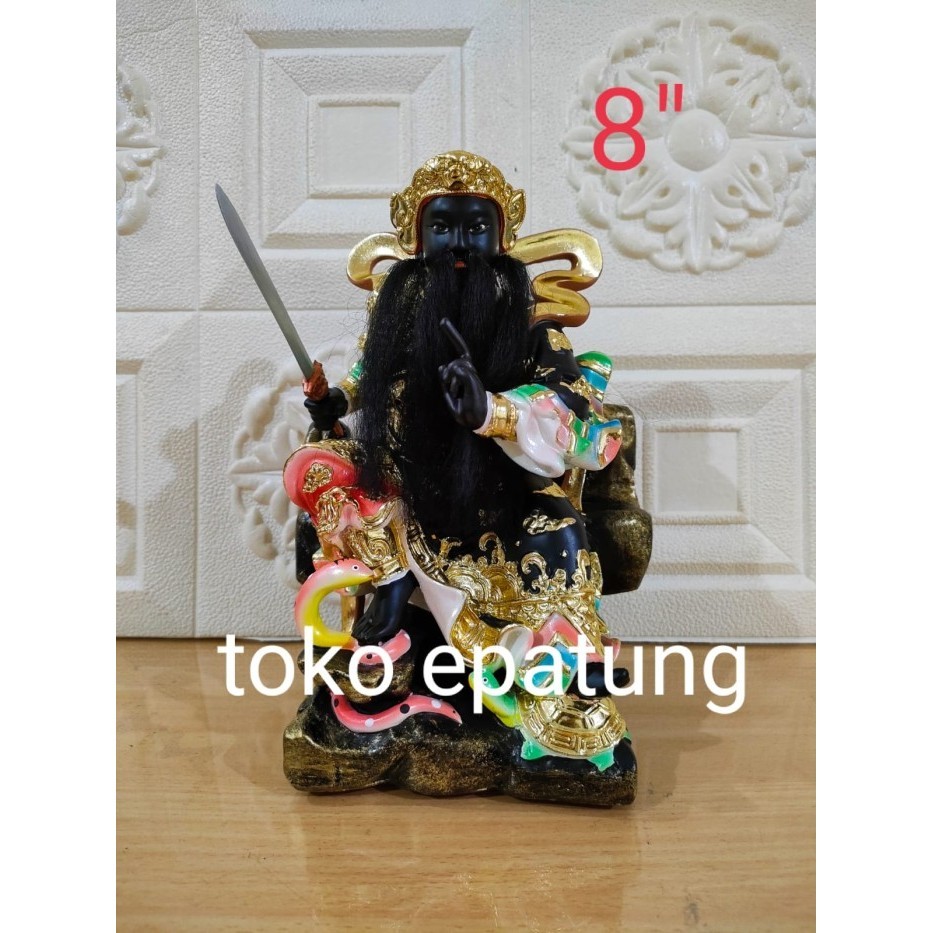 PATUNG DEWA HIAN TIAN SHANG TI / SIONG TE KONG - HITAM- 8 INCH - FIBER