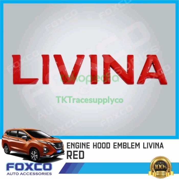 Lambang / Emblem / Logo / Tulisan Kap Mesin Nissan Livina Merah Red