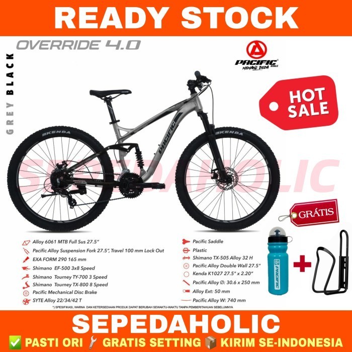 Sepeda Gunung 27.5 Inch MTB PACIFIC OVERRIDE 4.0 Alloy 24 Speed