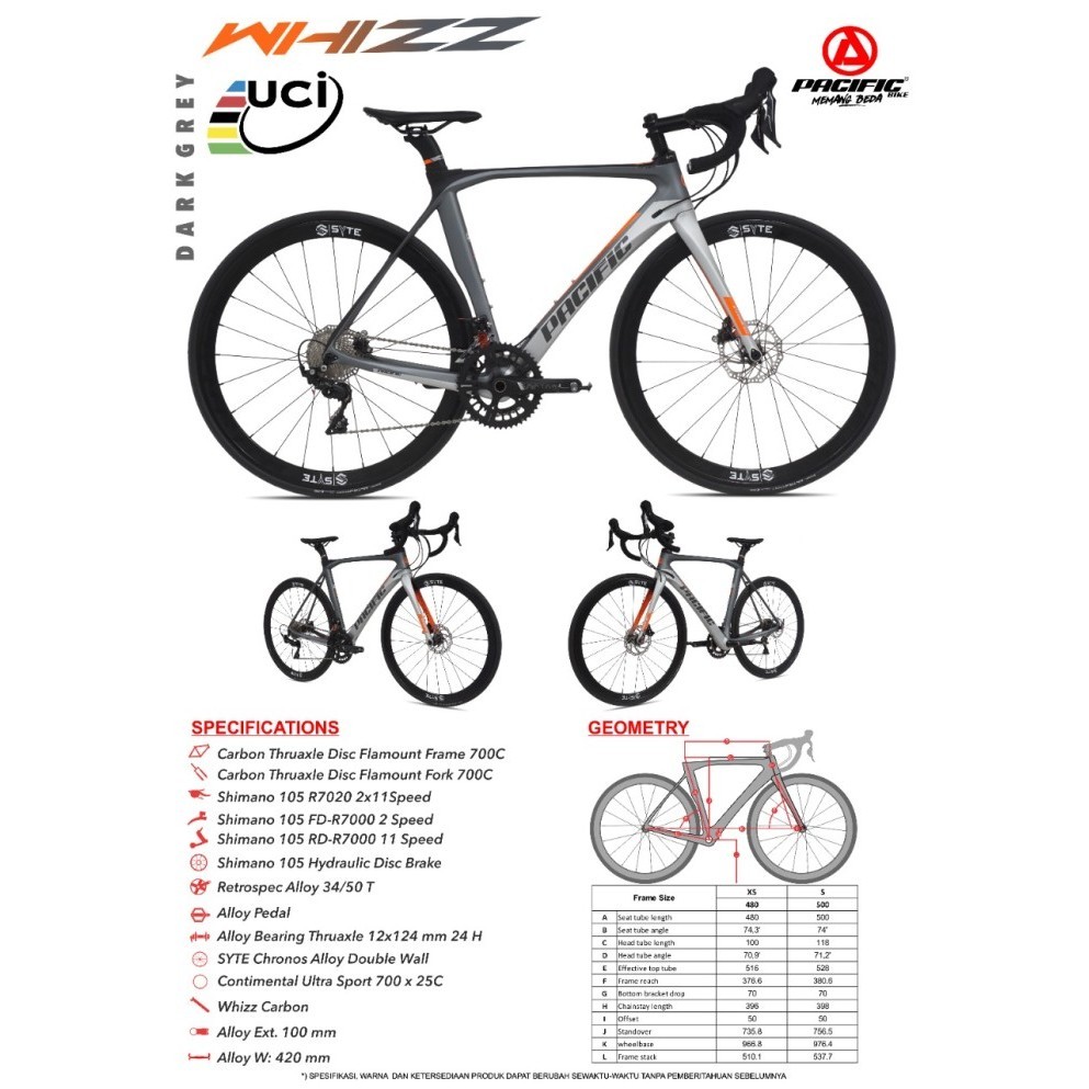 Road Bike PACIFIC WHIZZ CARBON (SEPEDA BALAP)