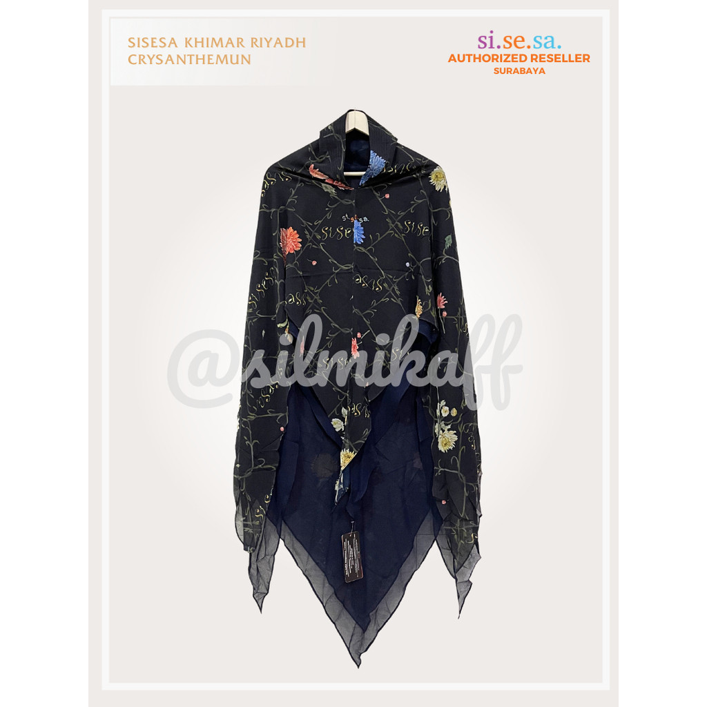 [SILMIKAFF] SISESA Khimar BLACK PRINTING Edition Gamis Syari Hijab Jilbab Si.Se.Sa Motif Bunga Swaro