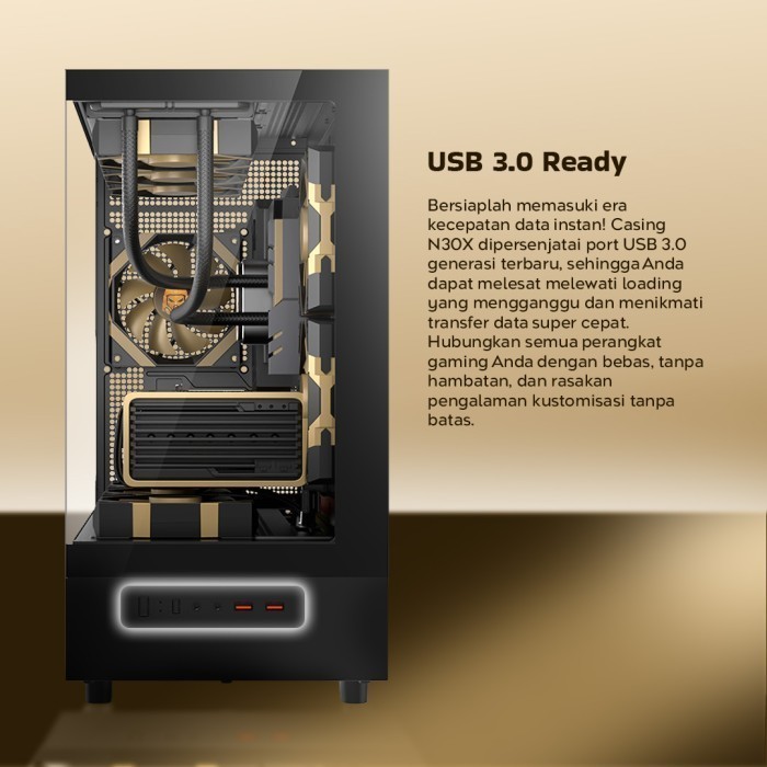 Digital Alliance N30X Casing Komputer Gaming M-Atx Tempered Glass Free 3Fan - Da N30X Pc Case