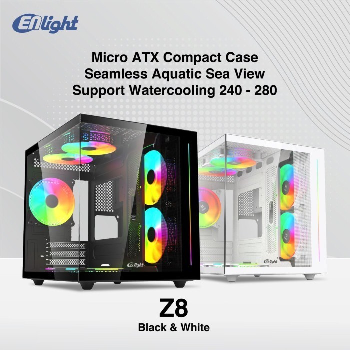Enlight Z8 Pc Case Compact M Atx Include 3Fan /Casing Komputer Z8 Matx