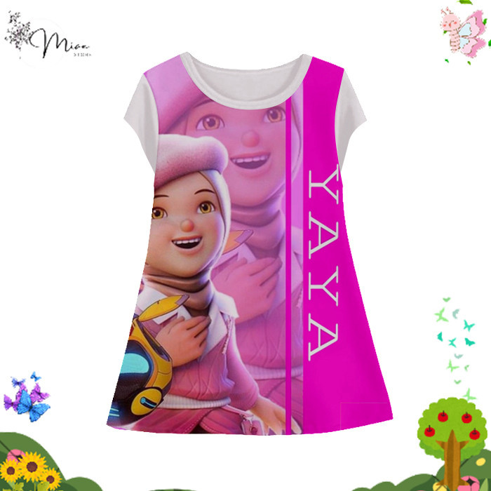 Dress Anak Perempuan Yaya Boboiboy perempuan v6 Tunik Anak Wanita Kartun Anime Karakter Yaya Boboibo