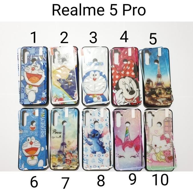 Case Glass 360 Realme 5 Pro Motif Karakter / Soft Case Realme 5 Pro