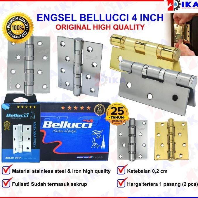 Engsel Tebal 4" Asli Bellucci Kualitas Bagus Pintu Besi Kayu Jati Alm Evander.Online