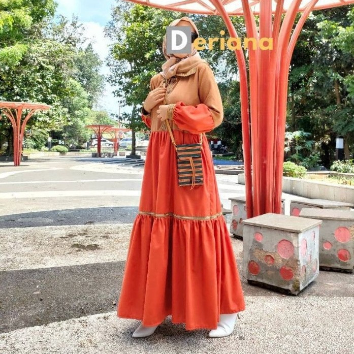 Dress Muslim Casual Modern Wanita Sheika Dress By Deriana Project Gamis Cantik Warna Teracotta