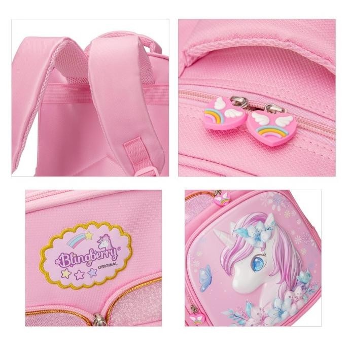 Tas Sekolah Unicorn Glitter Waterproof Anti Air Tas Ransel Anak Sd