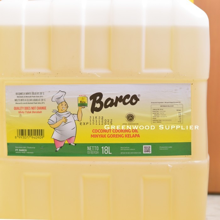 

Brom Barco Minyak Goreng Kelapa / Coconut Oil - 18 Liter [Ekspedis]