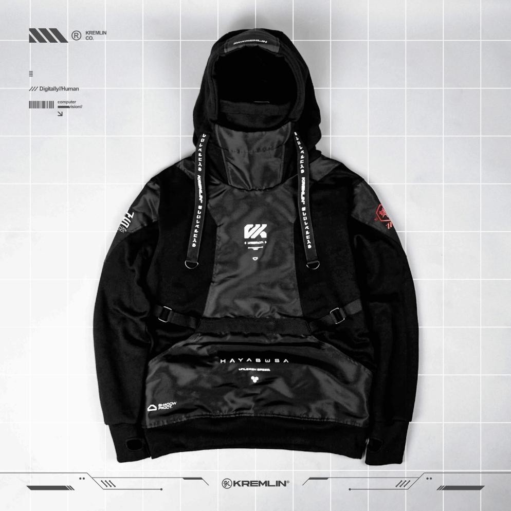 Hoodie Distro Pria Keren Cyber Techwear Pullover Hayabusa