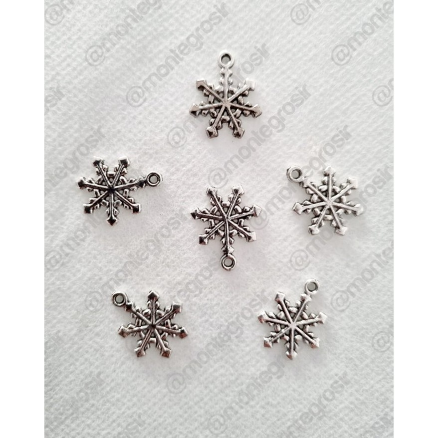 

] SILVER METAL Christmas Charm Snowflakes Pendant Natal Bunga Salju