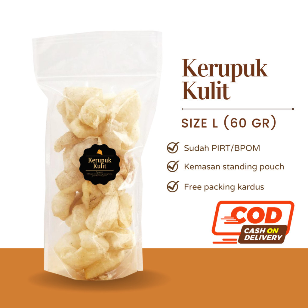 

[DELISH SNACKS] Kerupuk Kulit (L) 60gr / Snack Cemilan / Camilan Enak Gurih / Rambak Jangek