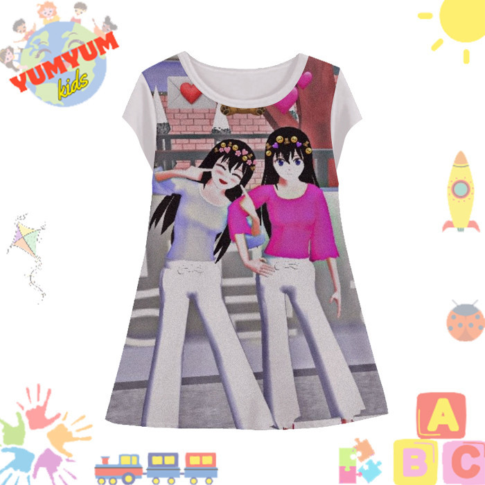 Dress Anak Perempuan Sakura School Simulator v2 Tunik Anak Wanita Permainan Game Simulator Sakura Sc