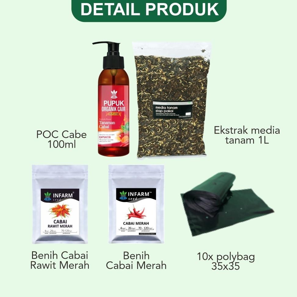 BN INFARM - Paket Minigarden Cabai Berkebun Siap Tanam POC Cabai Media Tanam Polybag dan Benih TERLA