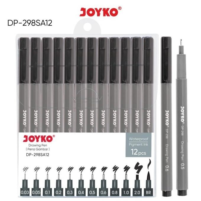 

Joyko Drawing Pen Dp-298SA12 Set 12 Pcs Waterproof Pena Gambar