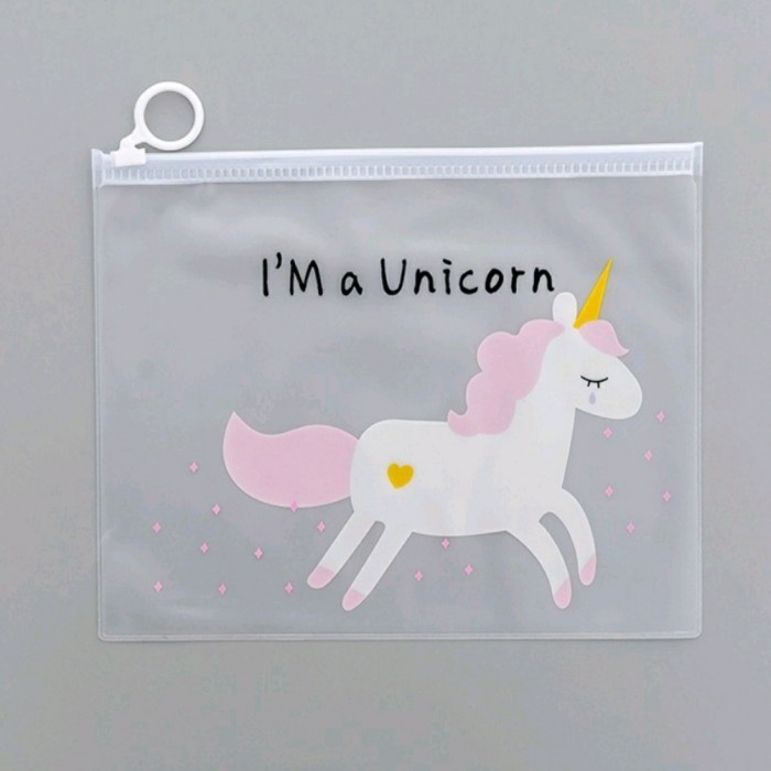 

:::::::] Tempat Pensil Korea Transparan Unicorn A5 File Folder Tempat Kosmetik