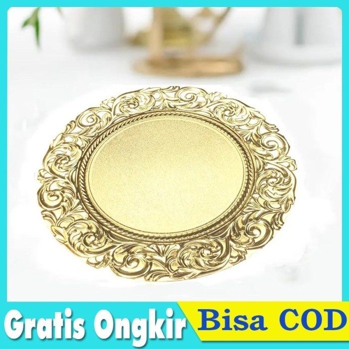 ((((()paling dicari] Piring Kue Makan Emas Plastik Dekorasi Pesta Wedding Vintage Plate