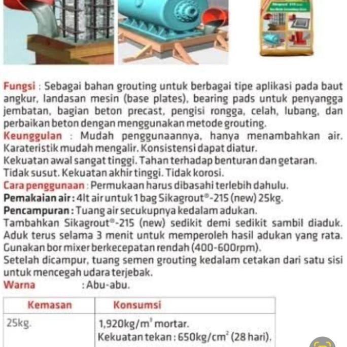 Semen Grouting Sika Sika Grout 215 New Cementitious Grout 25Kg Kualitas Premium