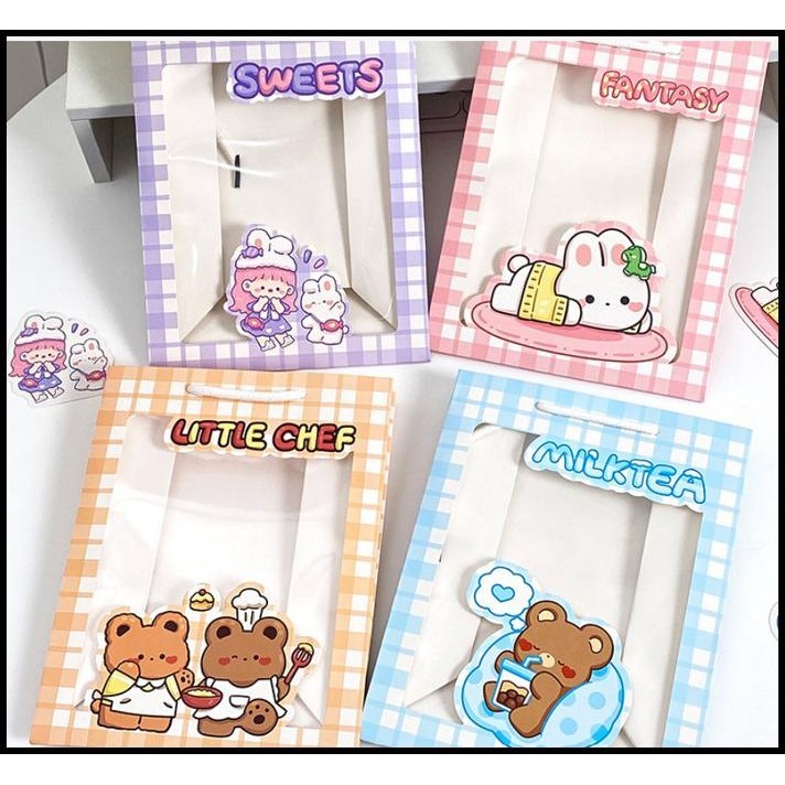 

TERBARU PAPER BAG TRANSPARANT WITH GIFT CARD - GIFT BAG KARAKTER LUCU !!!!!!!